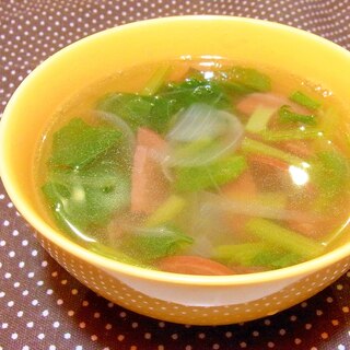 サラミと小松菜のスープ